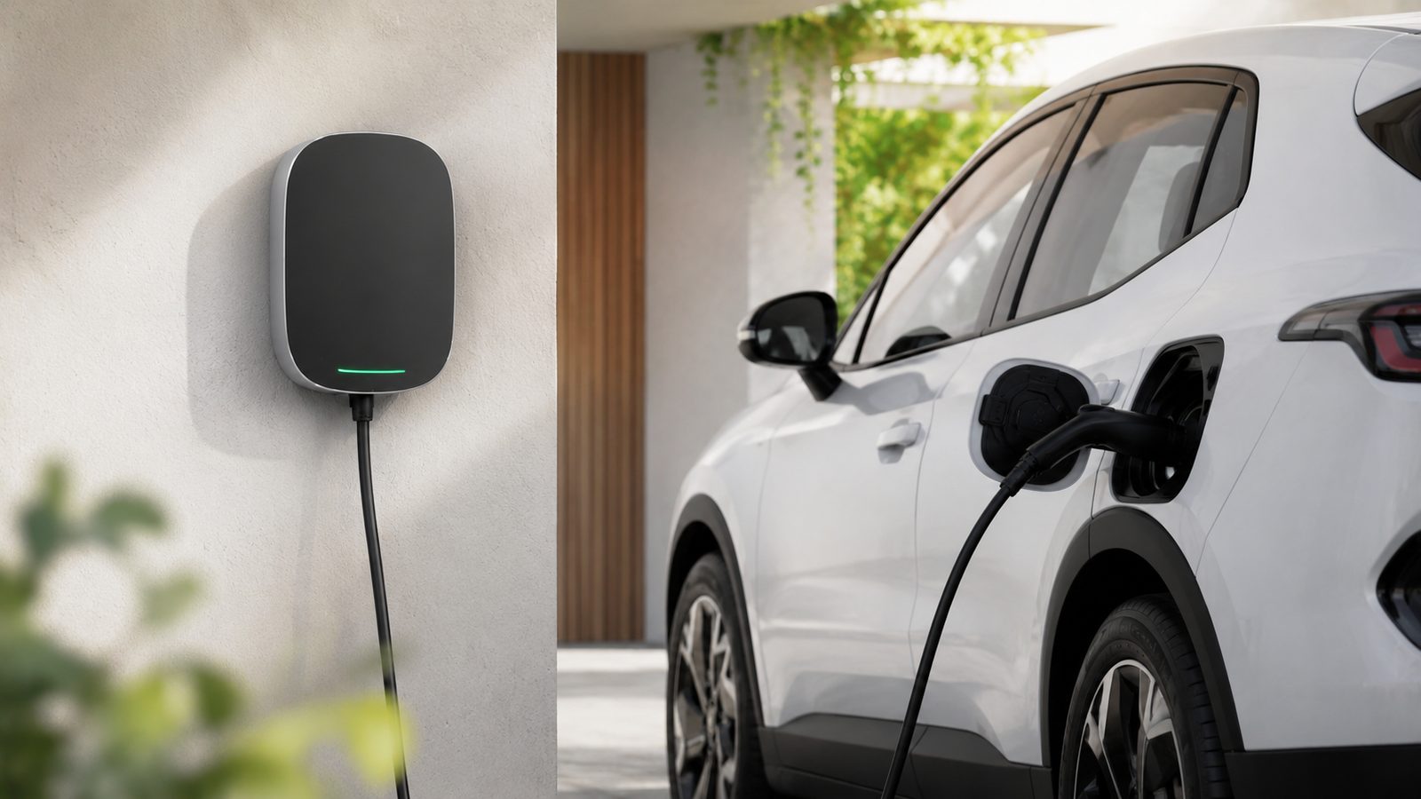 Výber výkonu WallBoxu – nabíjacia stanica na stene a nabíjajúci sa elektromobil